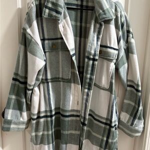 Banana Republic Green and White Plaid Jacket
